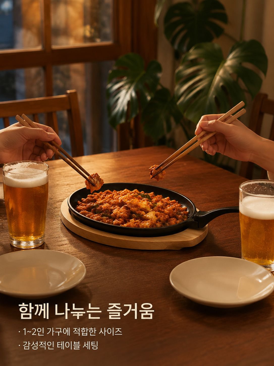 휴대용 달걀형 프라이팬과 우드트레이 세트