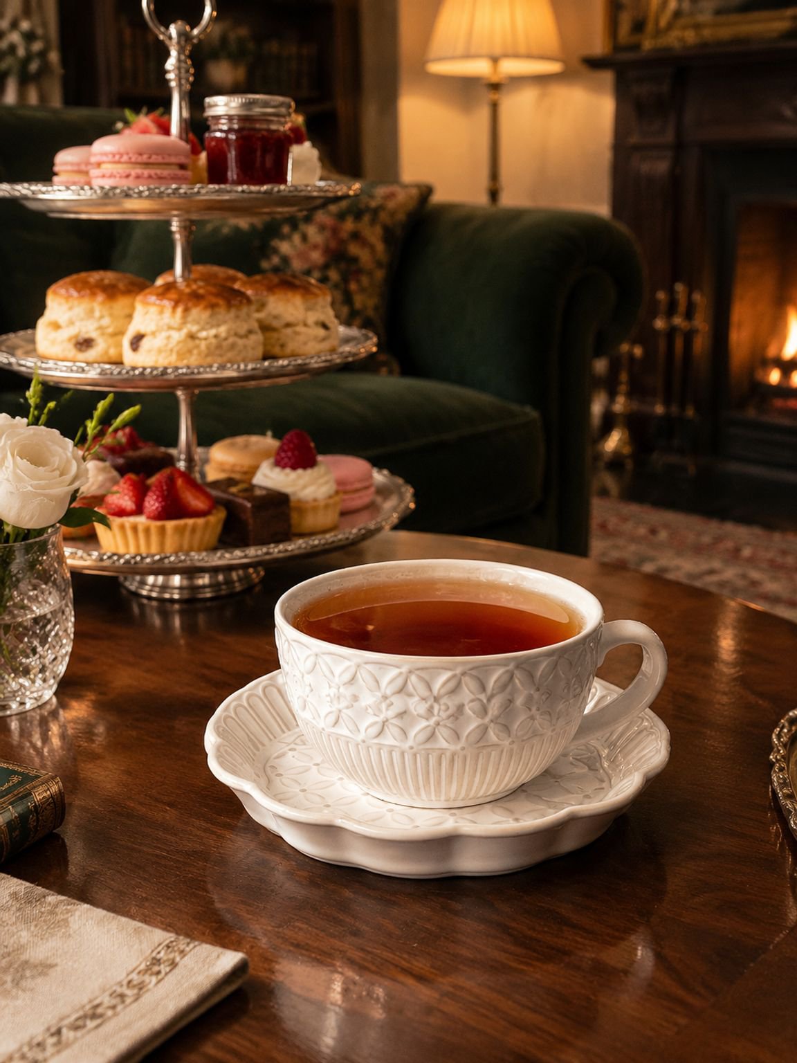 French-style embossed coffee cup and saucer set