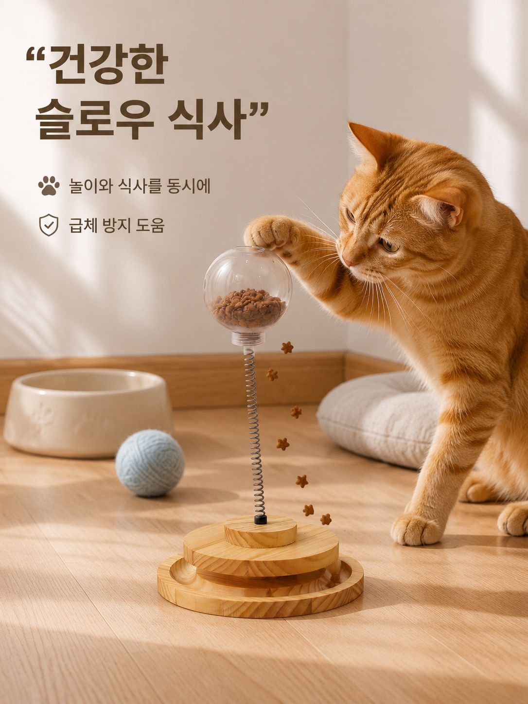 애완동물 돌림판 스프링 급식기
