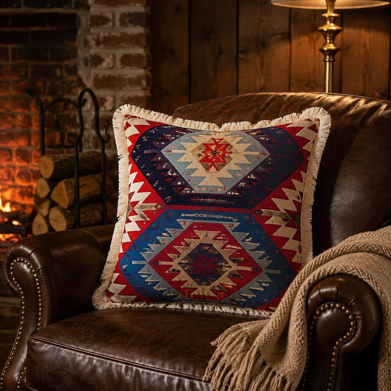 American Country Vintage Style Throw Pillow