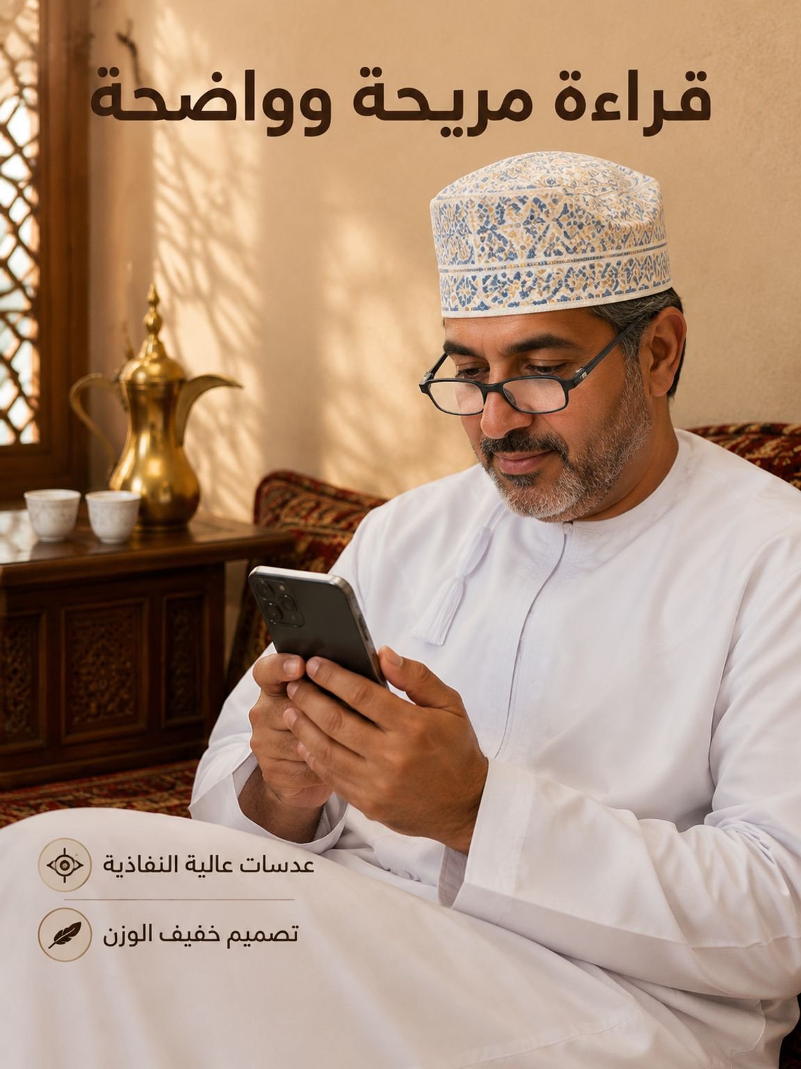 【راحة يديك】نظارة قراءة قابلة للطي | حافظة تتحول لحامل جوال | عدسات عالية الدقة لحماية العين