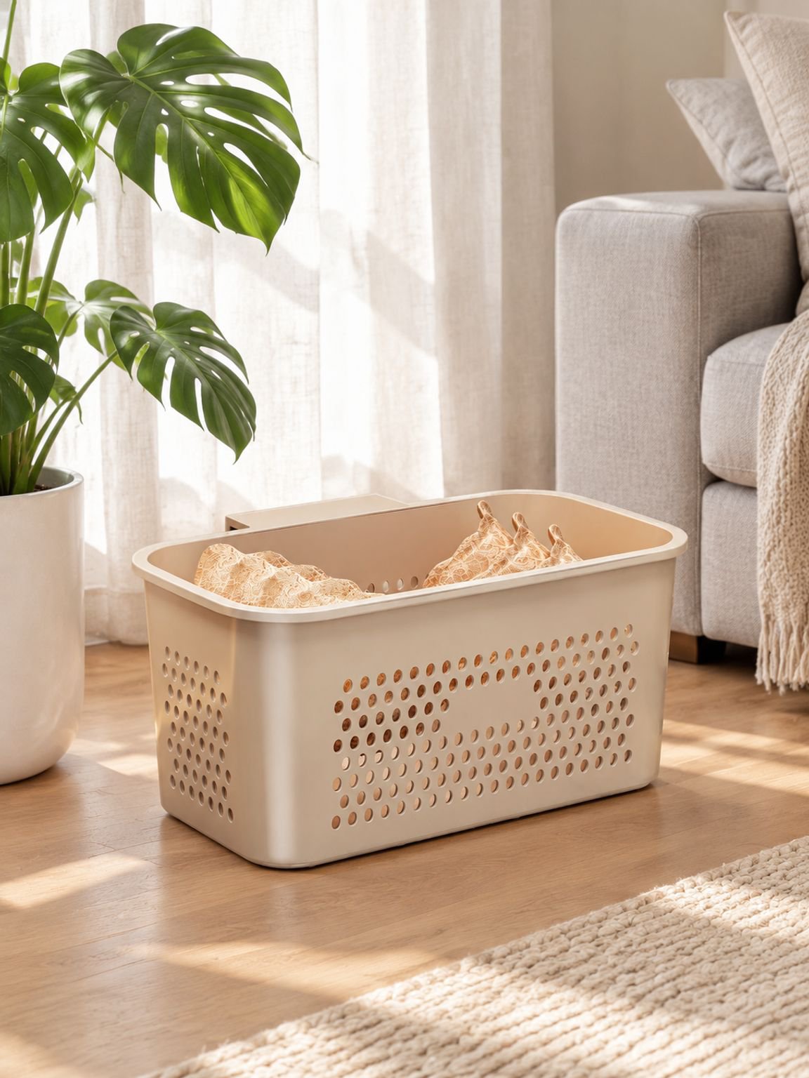 Panier à linge sale élégant en tissu pour la maison
