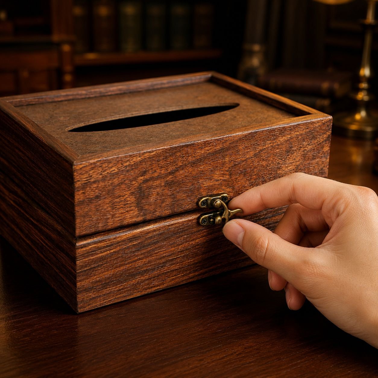 Caja de pañuelos de madera sólida estilo chino multipropósito para sala, hotel y oficina