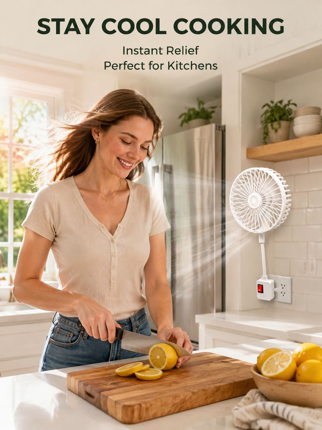 Aroma diffuser fan, quiet and powerful, universal three-prong plug, all-in-one small fan for kitchen