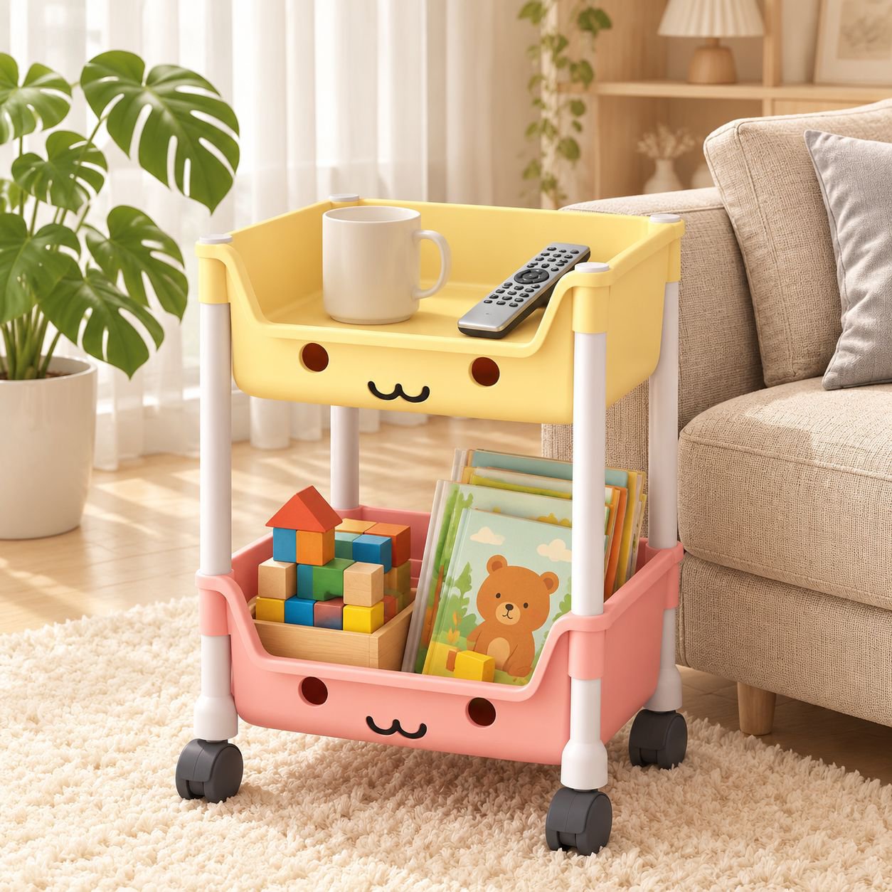 Versatile bookshelf and toy storage for children