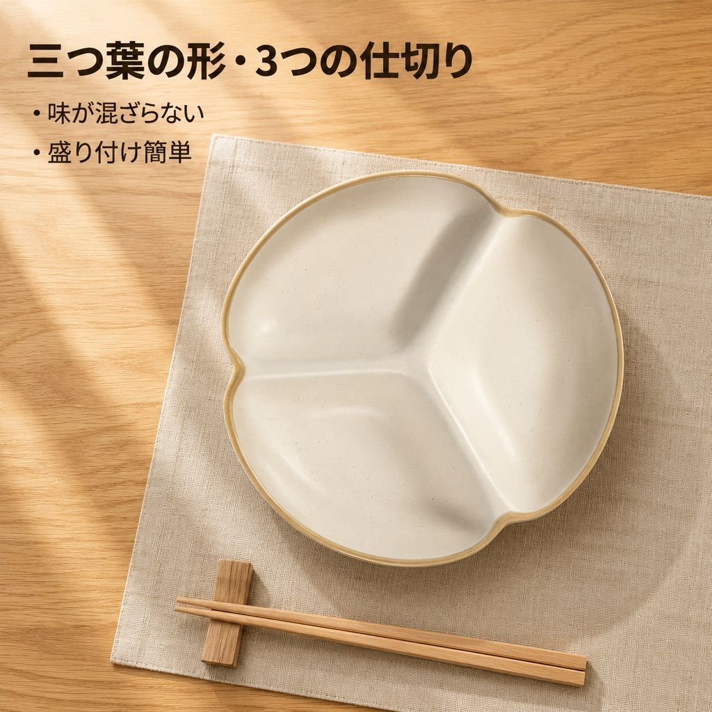 実用的な3仕切りセラミックディナープレート