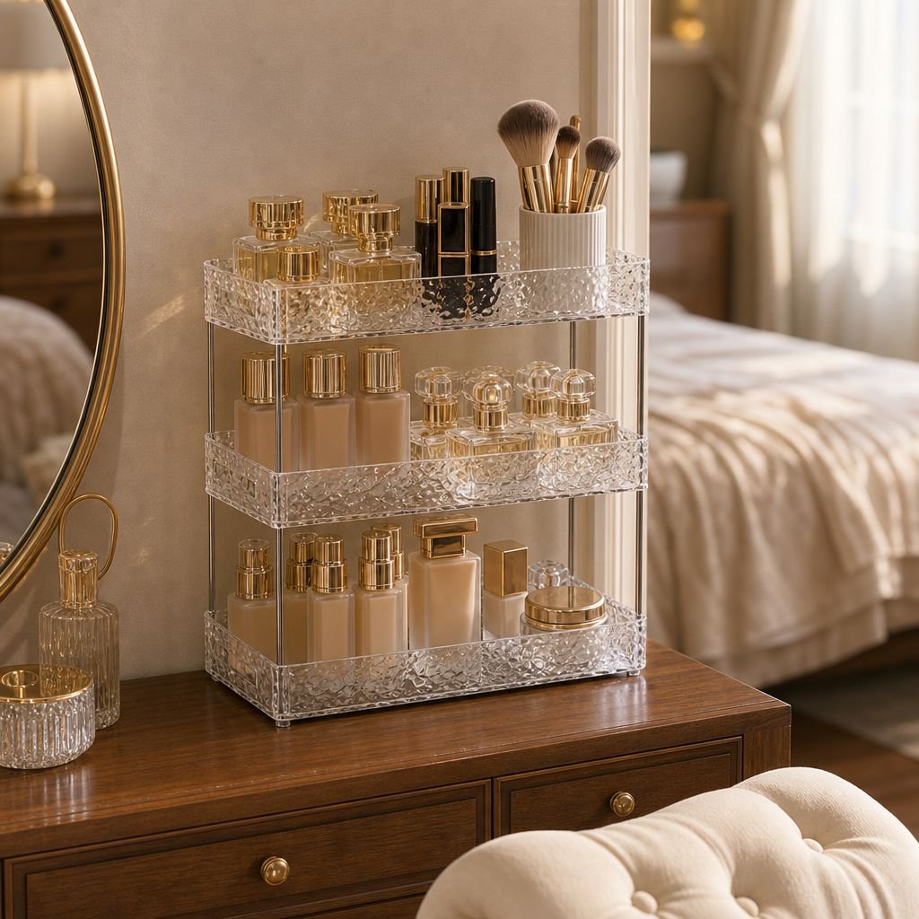 Glacier Pattern Bathroom Cosmetics Storage Rack on desktop