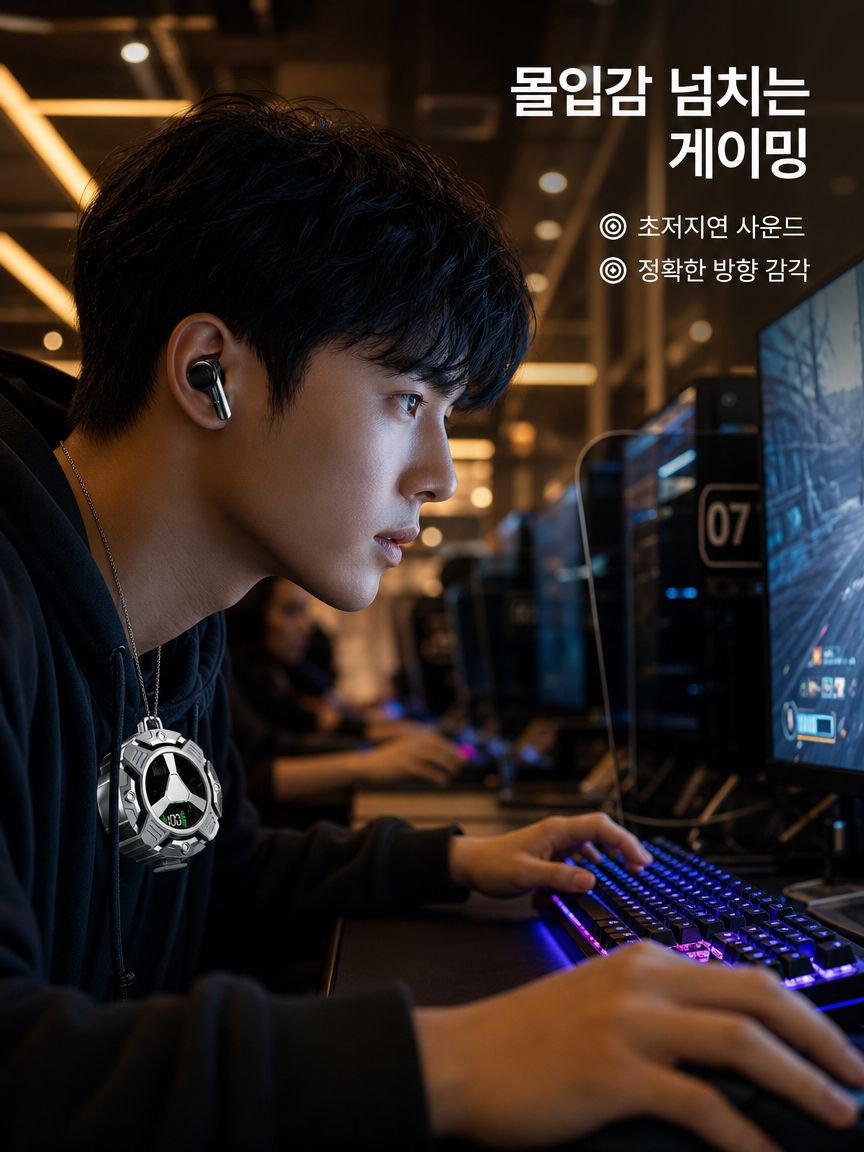 이어폰 충전 케이스와 함께 있는 모습