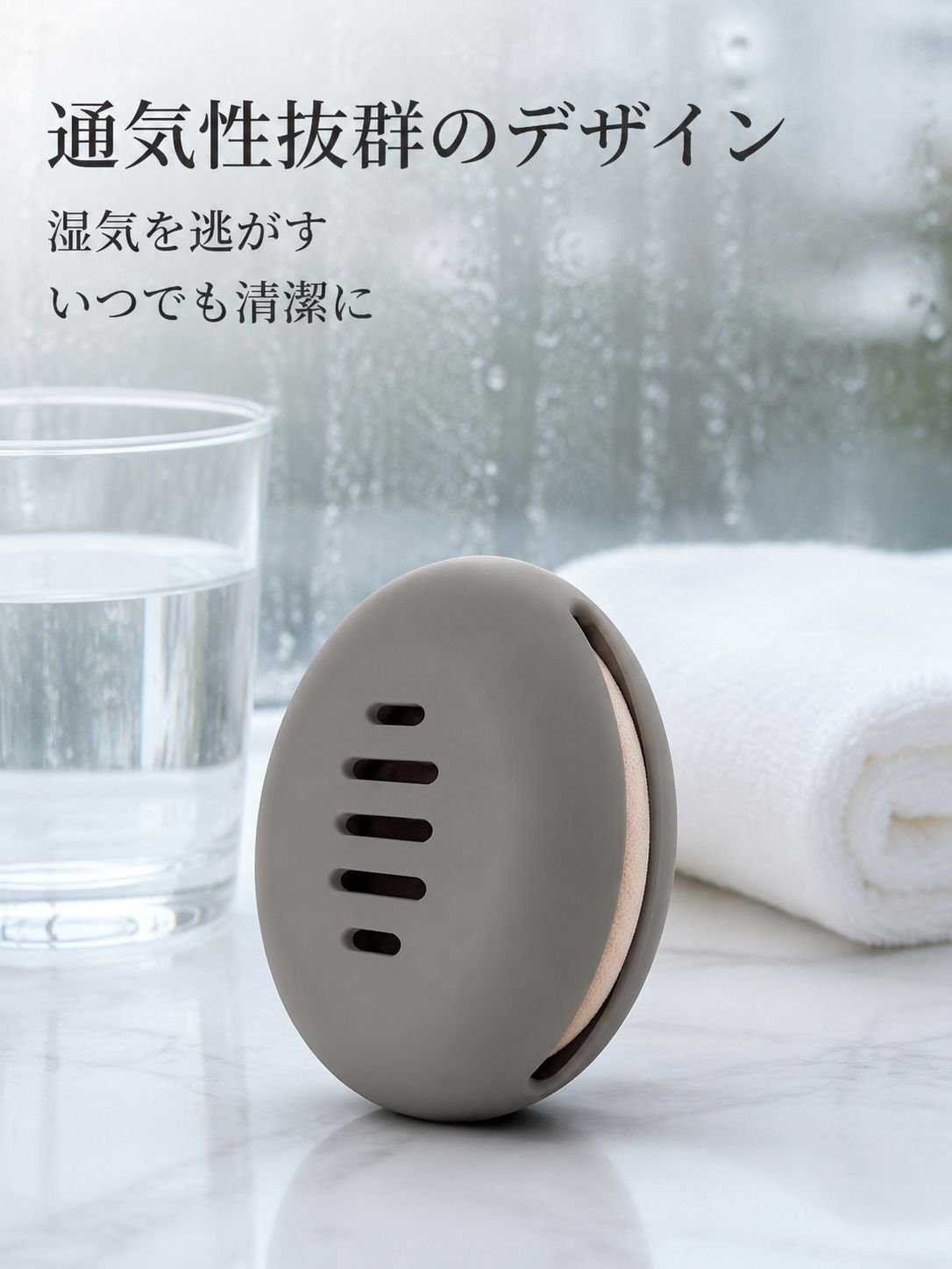清潔なパフを保管できるコスメ収納ボックス