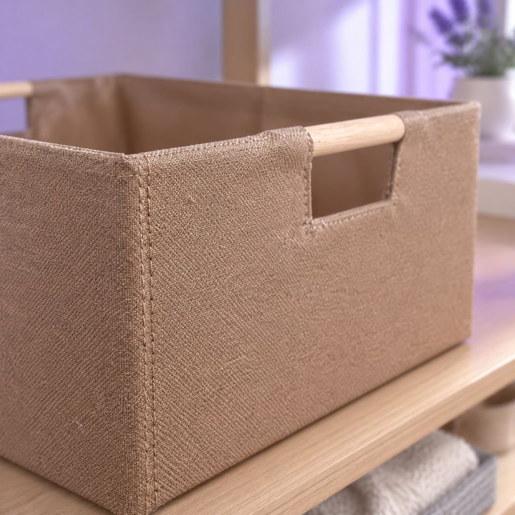 衣類をすっきり収納できる布製収納バスケット