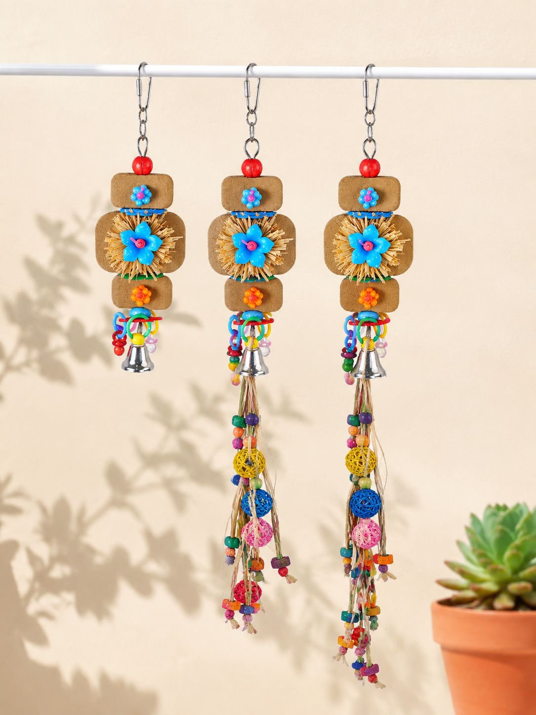 Parrot Colorful Chewing Toy Stand, Cockatiel Tiger Skin Peony Educational Toy, Claw Sharpening and B