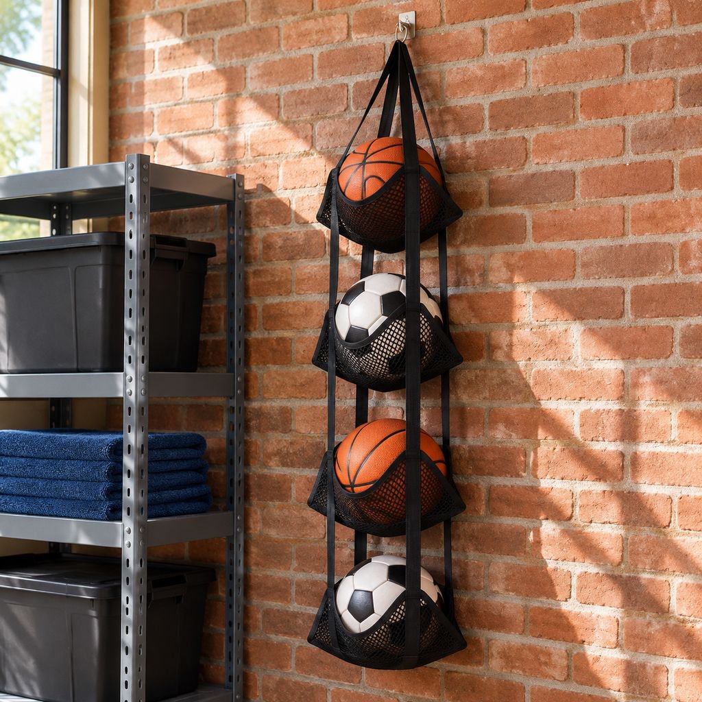 Basketball and Soccer Ball Multi-layer Mesh Storage Hanging Shelf