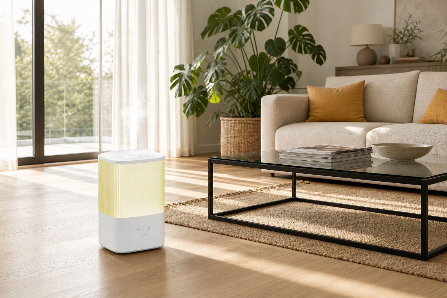 Silent air purifier and humidifier combo for home use