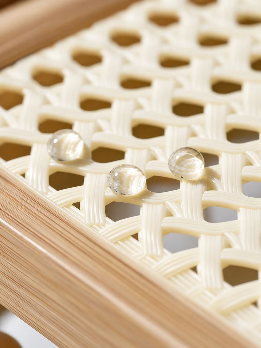 Modern cream plastic rattan bookcase for desktop use