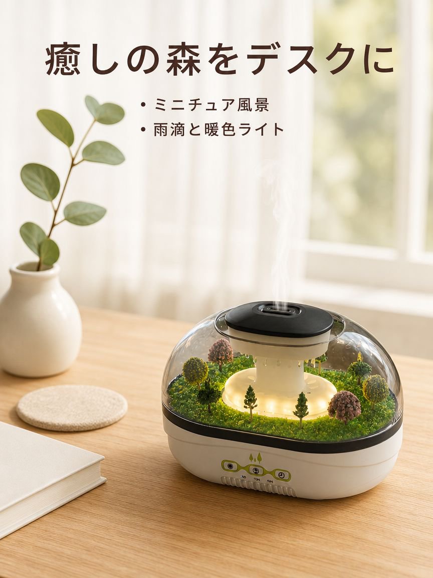 USB超音波静音アロマ加湿器 ミニチュアレインドロップ雰囲気ライト 家庭用寝室用精油ディフューザー