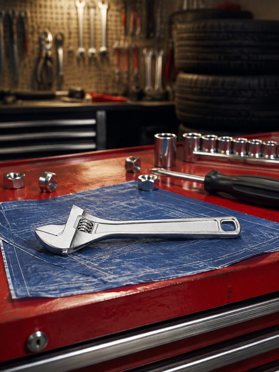 Industrial grade adjustable multifunctional wrench close-up