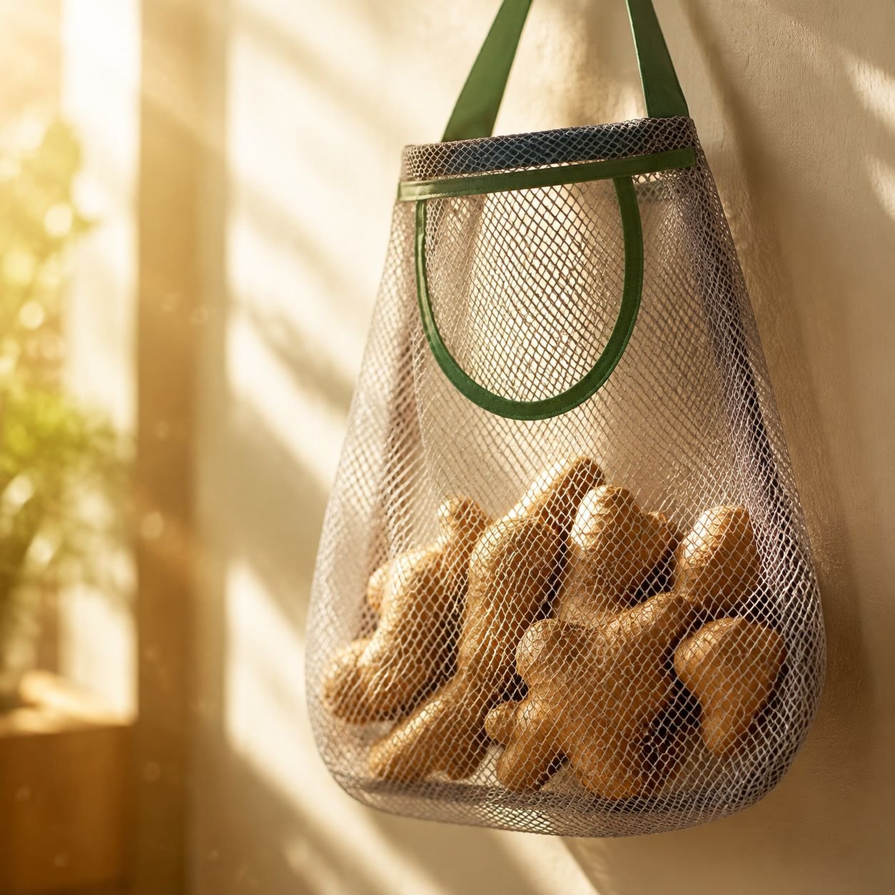 Organisateur mural pour ail et gingembre, sac en maille pour cuisine