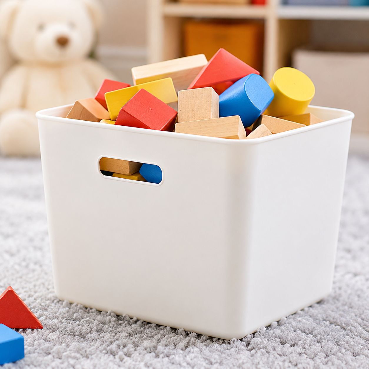 Small household item storage solution with plastic box