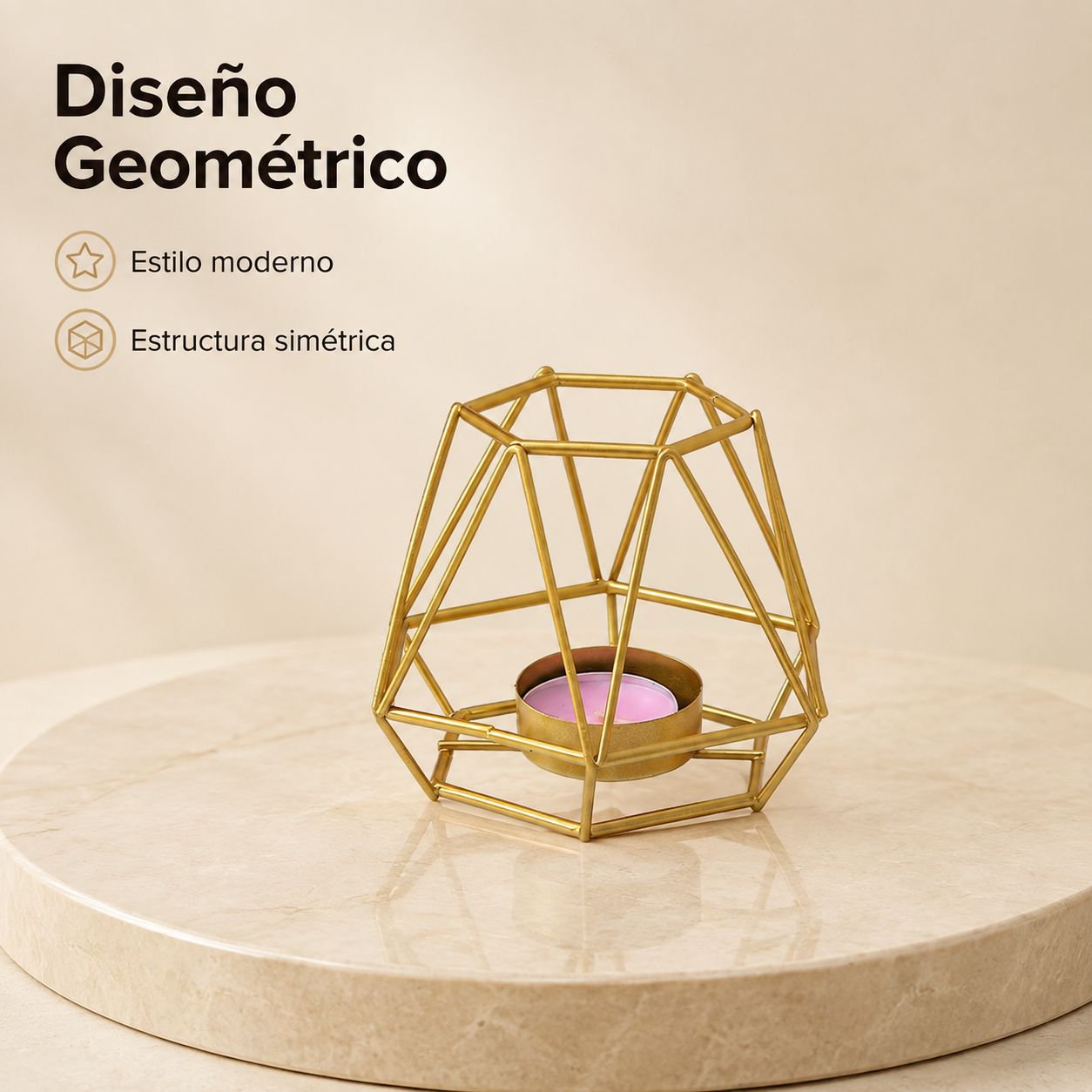 Candelabro geométrico de hierro dorado para aromaterapia y decoración creativa