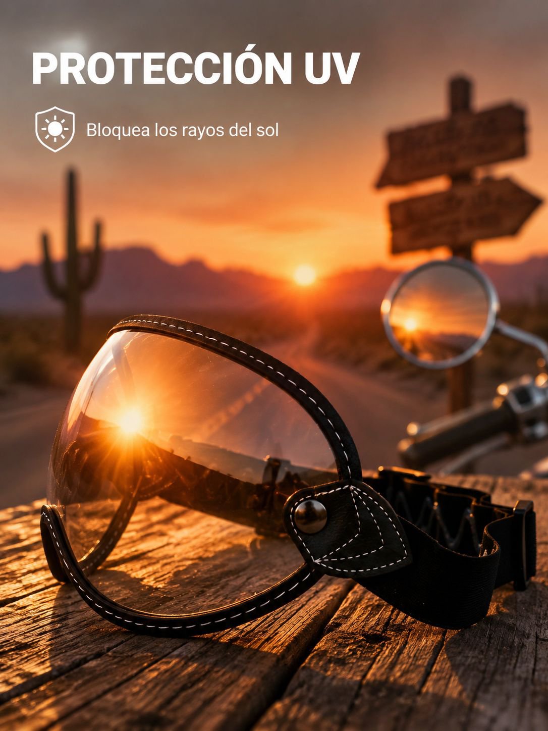 Gafas de burbuja UV para motocicleta, gafas retro antiviento para casco 3/4, protección solar