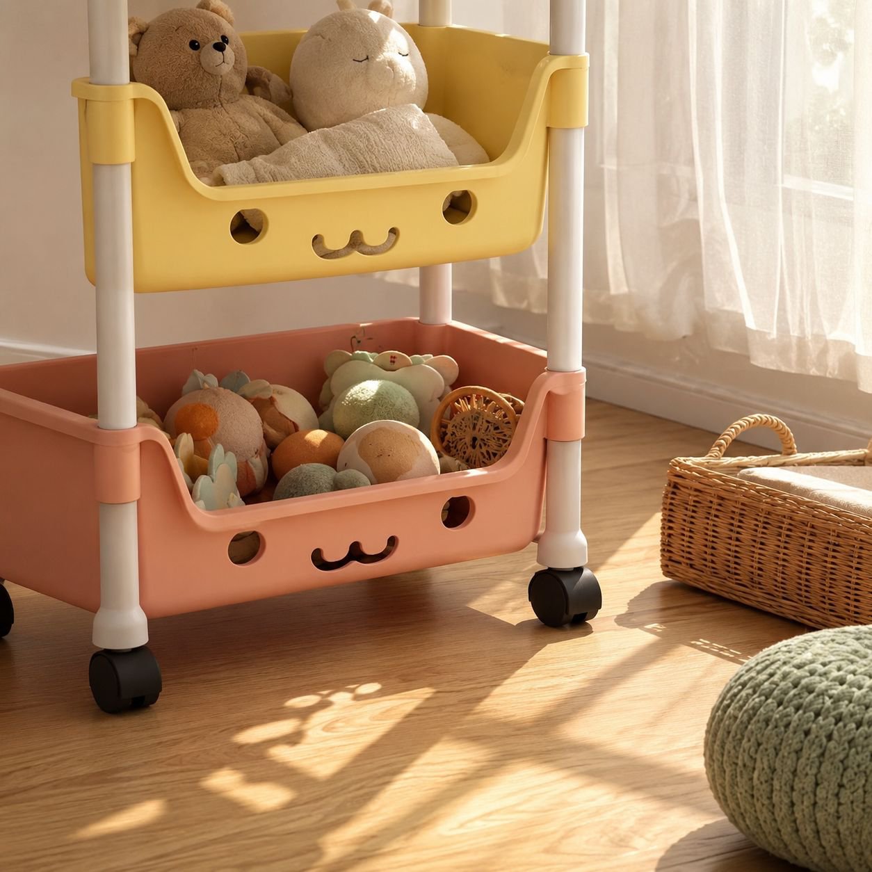 Kids room organized with multi-layer storage unit