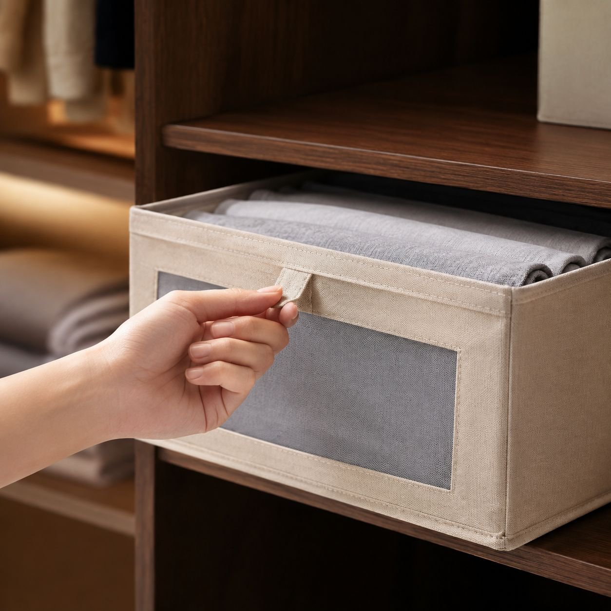 Space-saving cotton storage box for home closet