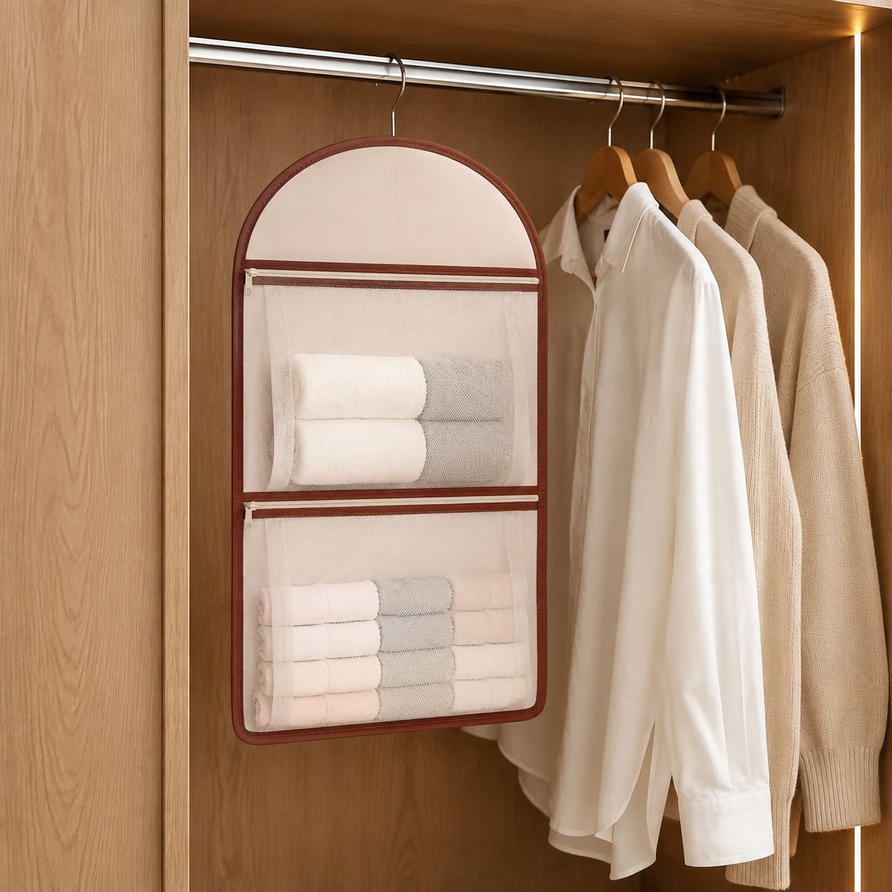 Closet organizer with multiple storage shelves