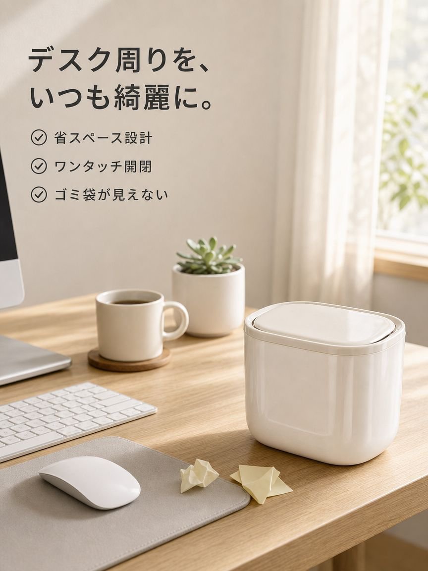 かわいいクリーム風卓上ゴミ箱