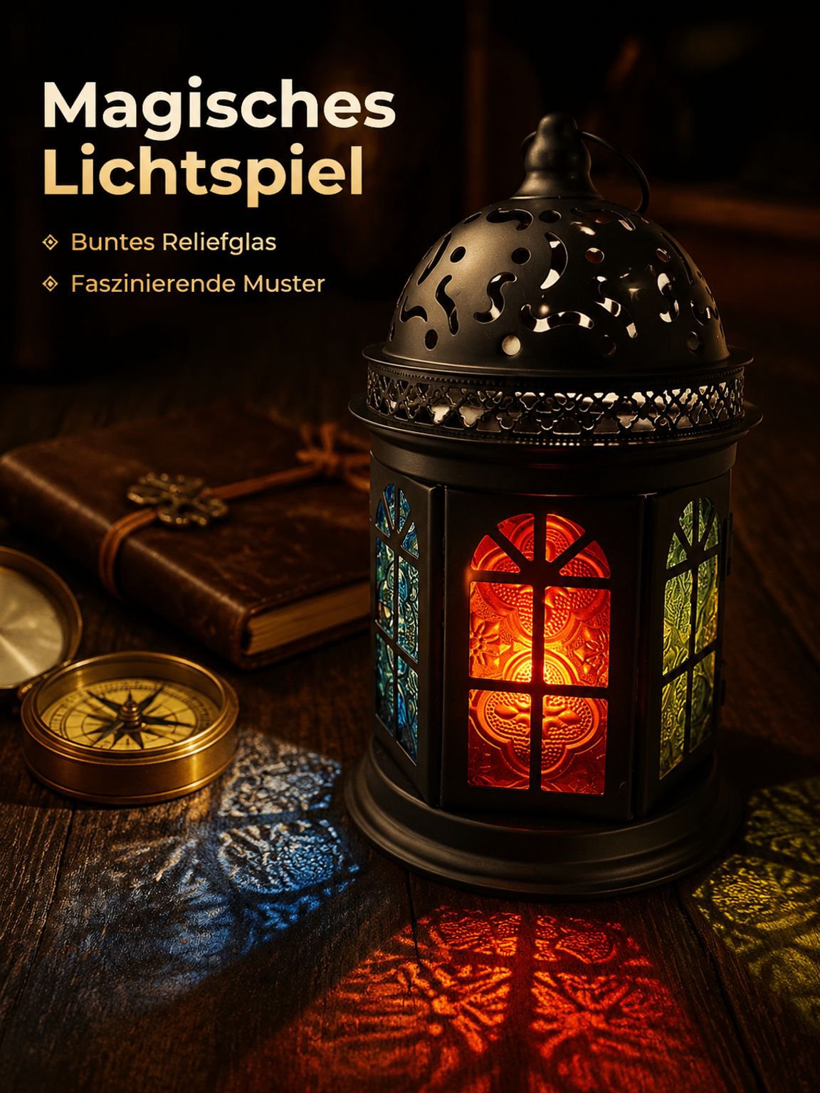 Marokkanischer Stil bunter Glas Eisen Kerzenhalter Duftkerzen Dekoration