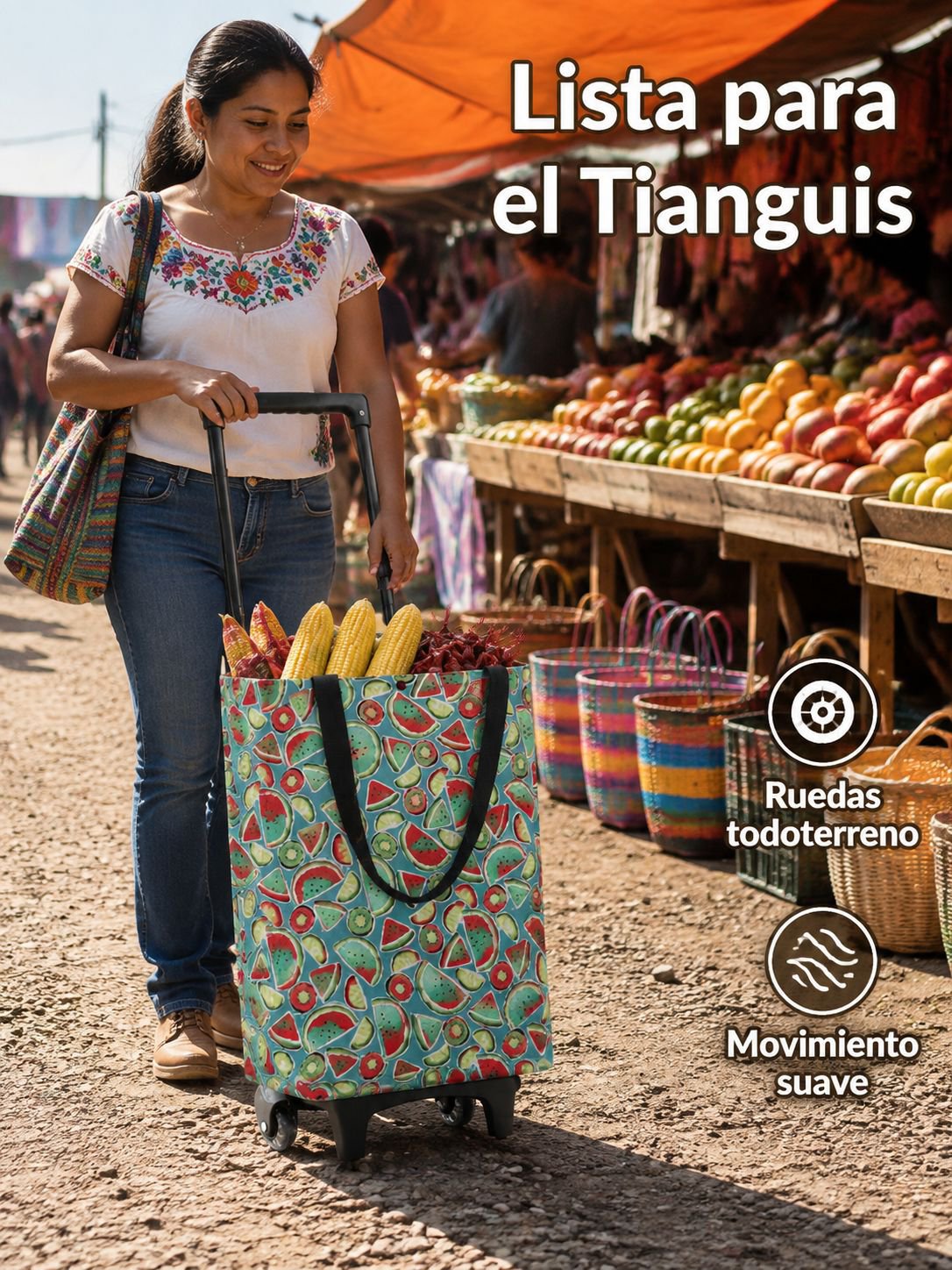 Carro con ruedas transfronterizo, bolsa de compras, supermercado, carrito de compras, bolsa de tela,