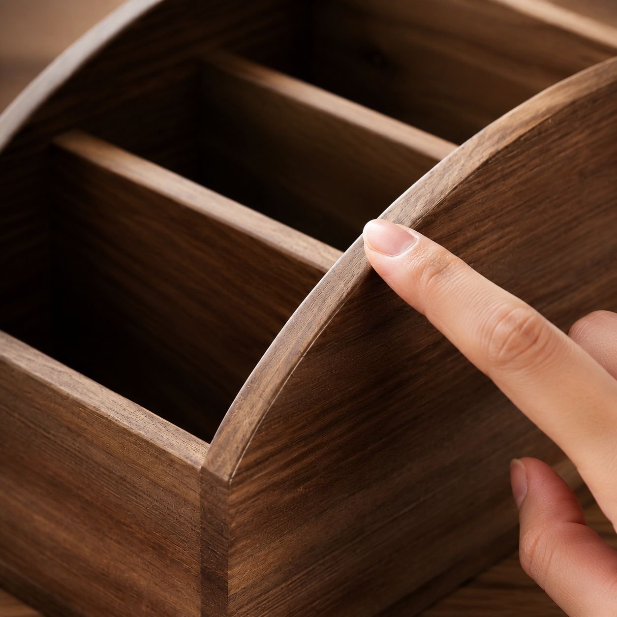 Organizador de mandos de madera multifuncional, estilo moderno