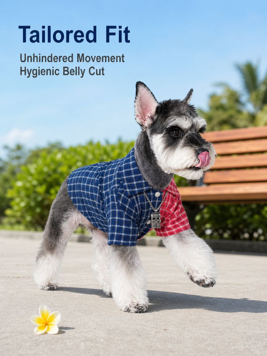 Puppy Blue and Red Plaid Shirt