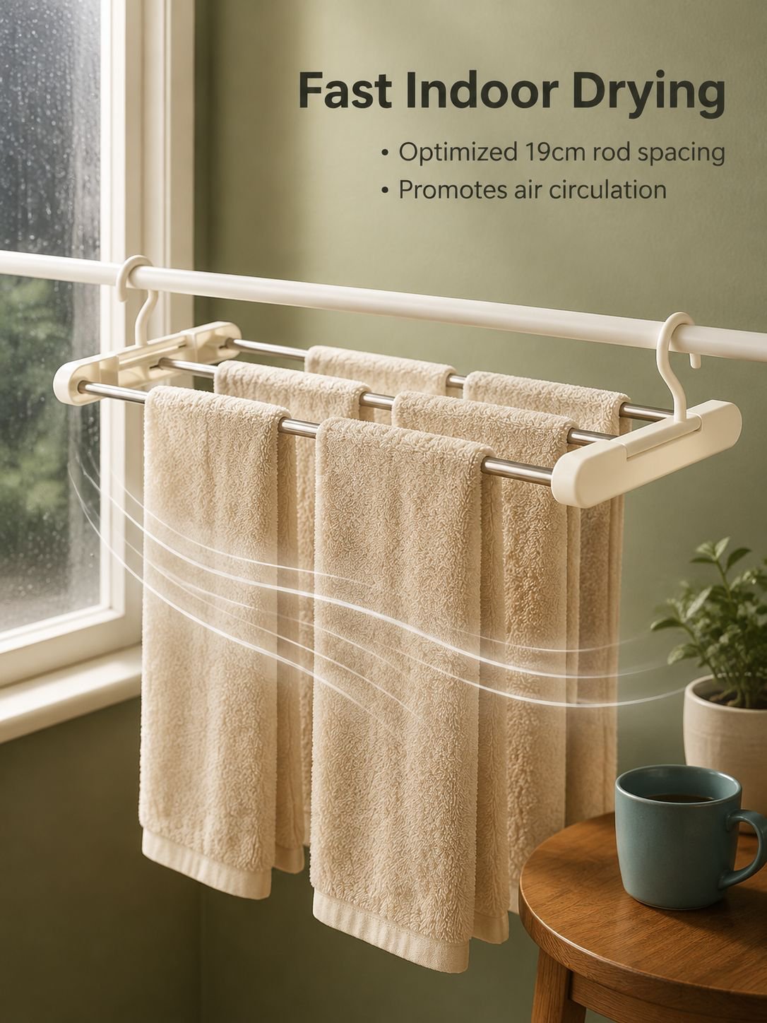 Space-saving laundry rack in modern home