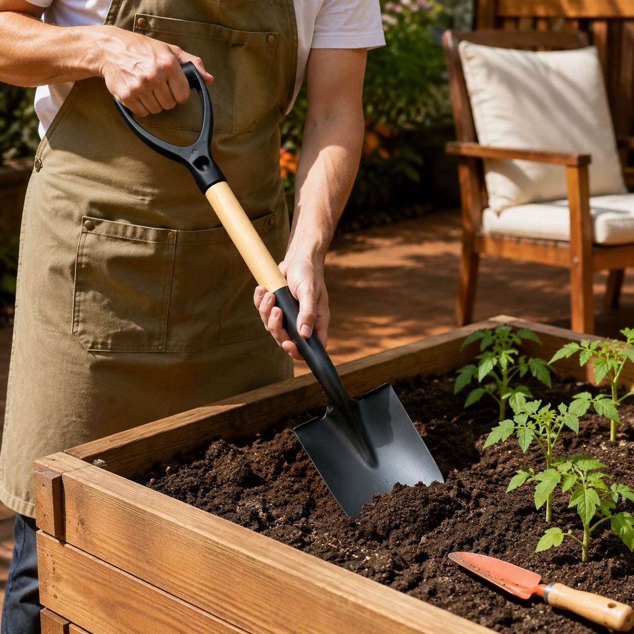 Wooden Handle Manganese Steel Gardening Shovel for Planting and Transplanting