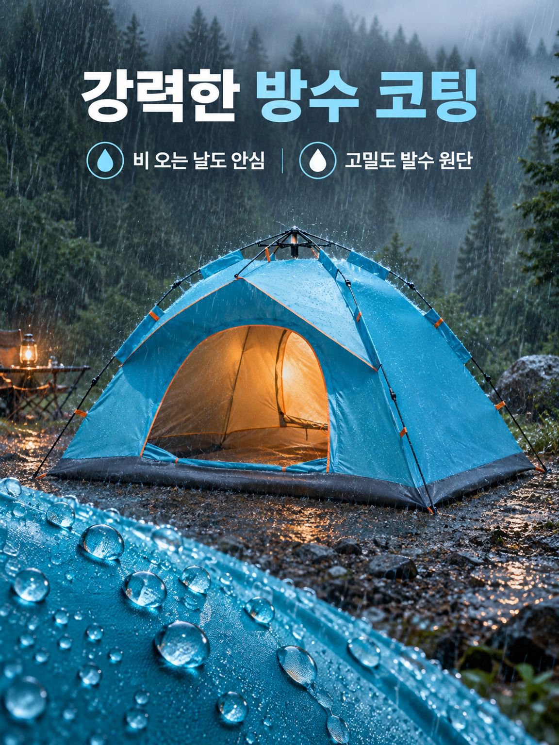 야외 캠핑 비에 강한 내구성 접이식 텐트
