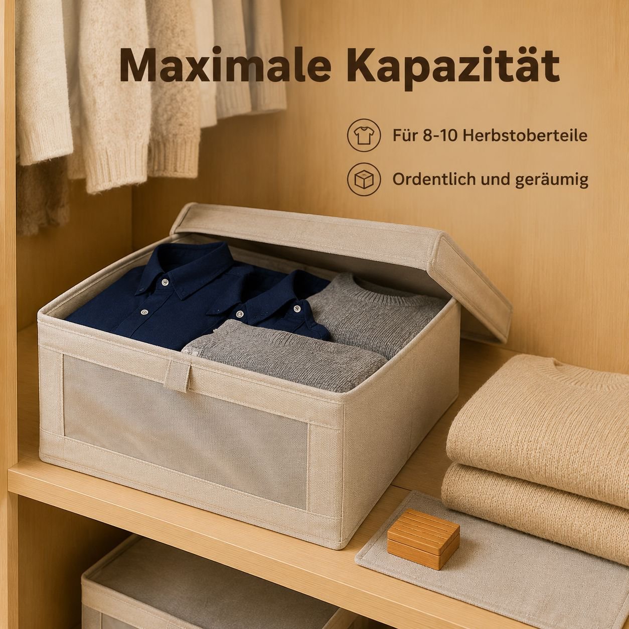 Faltbare Aufbewahrungsbox aus Baumwoll-Leinen für Kleidung