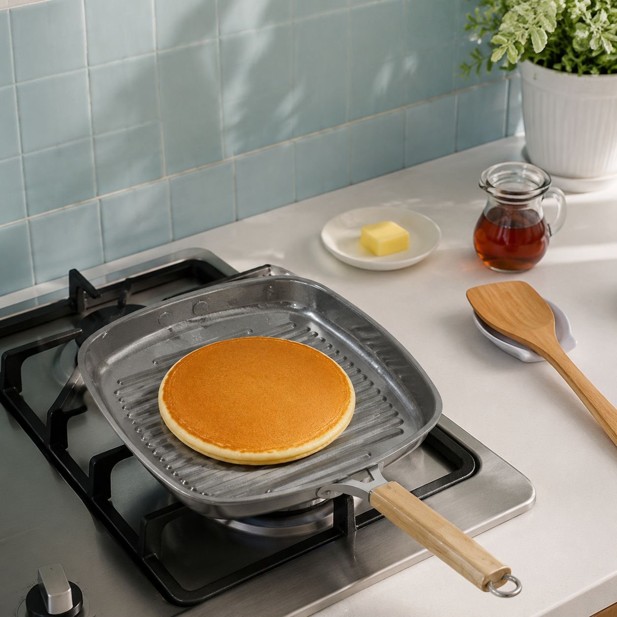 Induction compatible striped ceramic pan