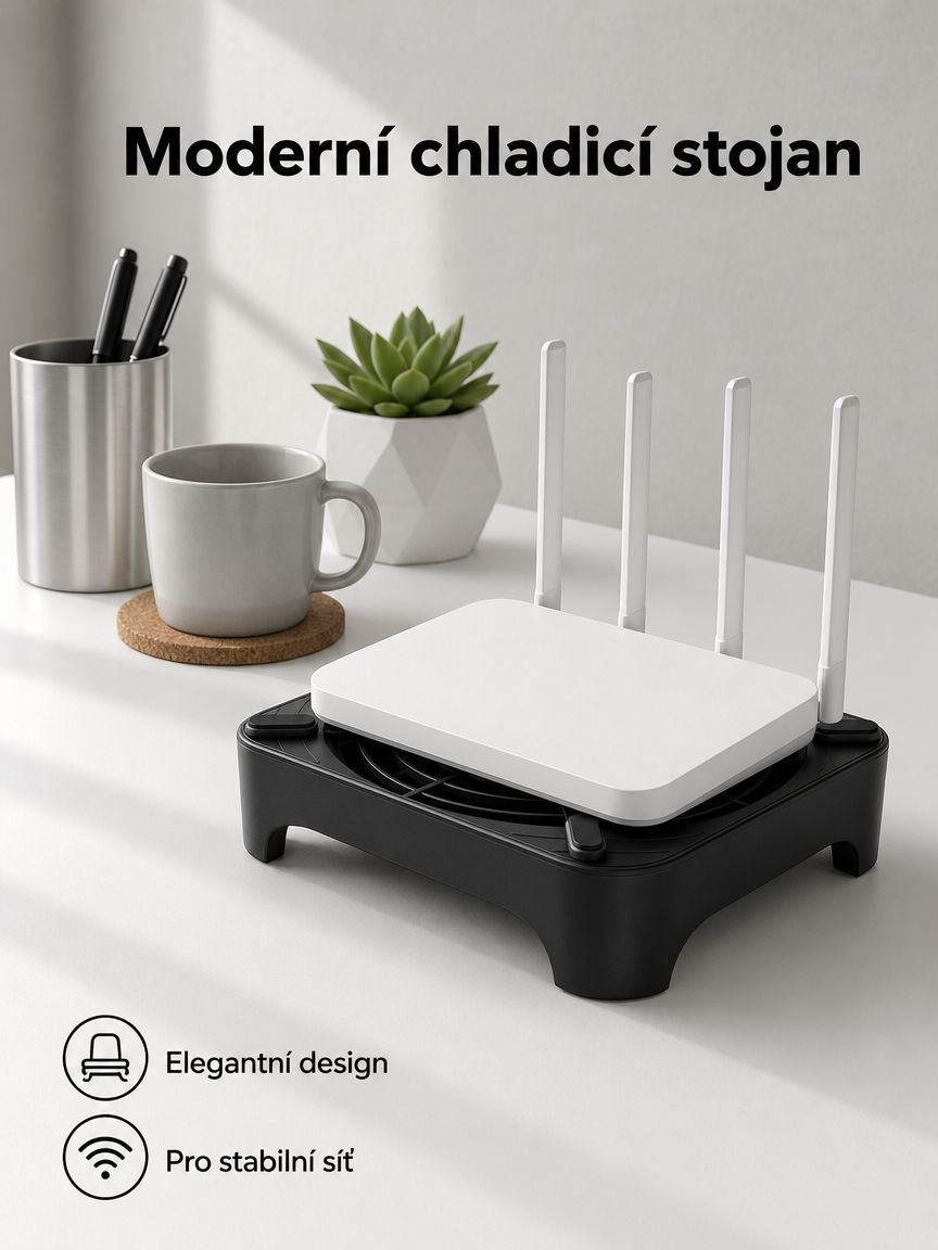 Chladič pro router, optický modem a mini PC, USB stolní stojan, vylepšené chlazení
