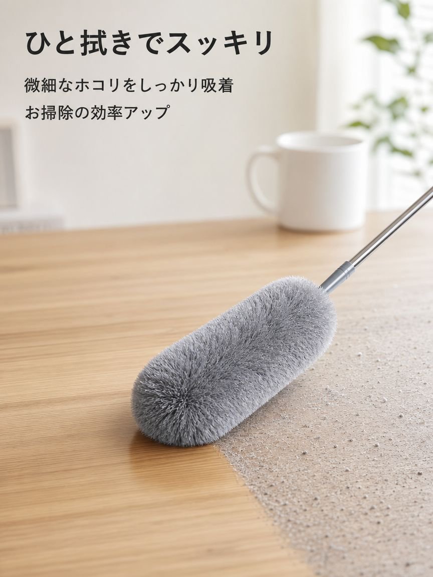 ハンディモップで家具の隙間を掃除するイメージ