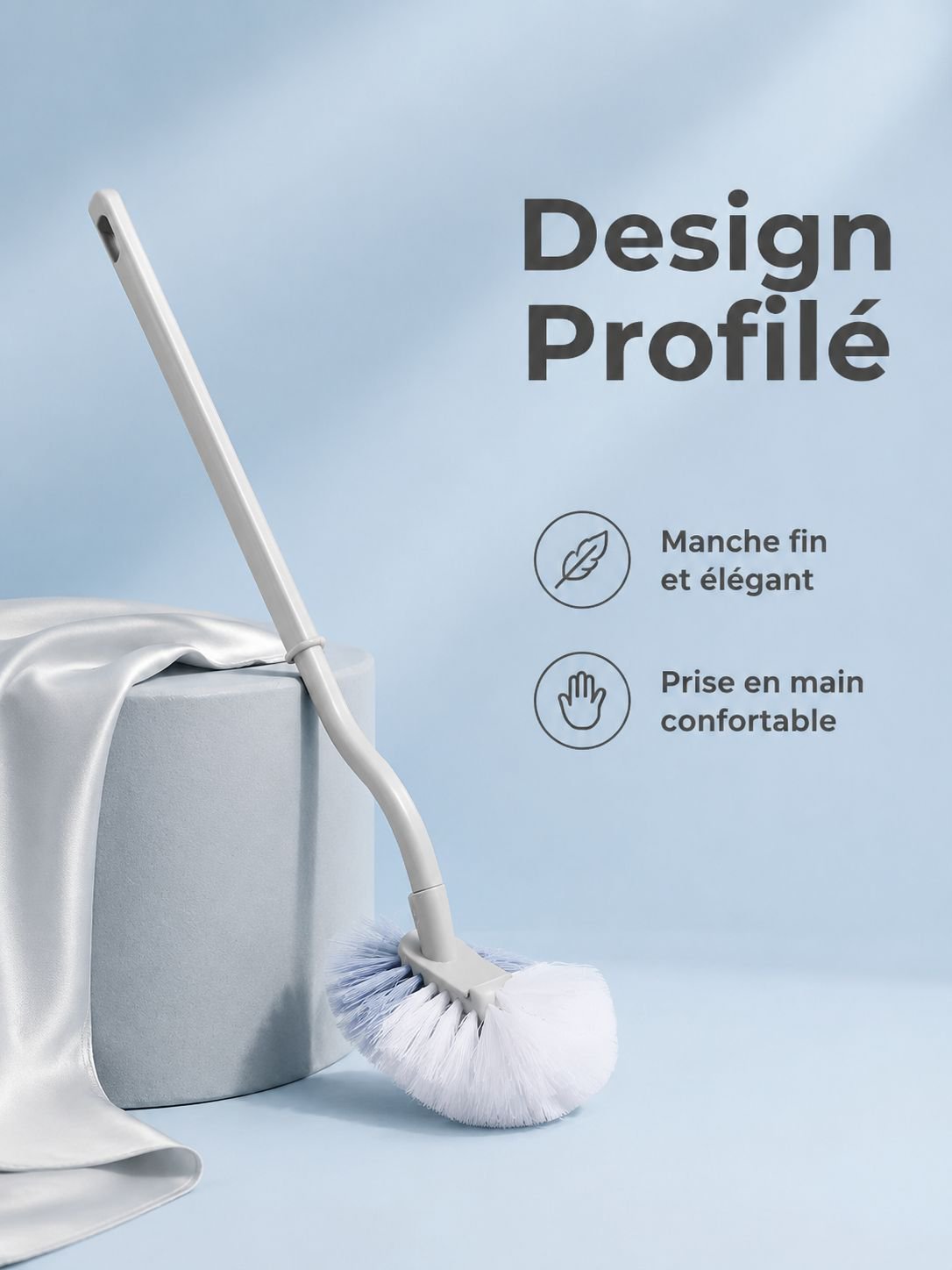 Brosse de toilette en silicone avec poils flexibles pour un nettoyage optimal