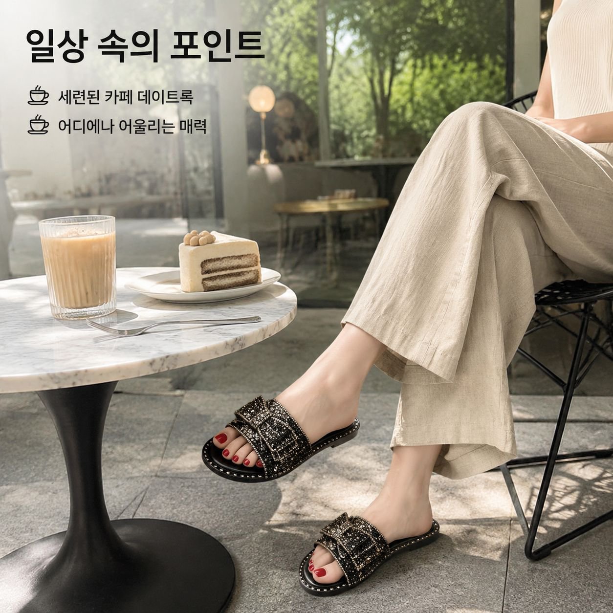 플러스 사이즈 여성용 여름 다이아몬드 슬리퍼