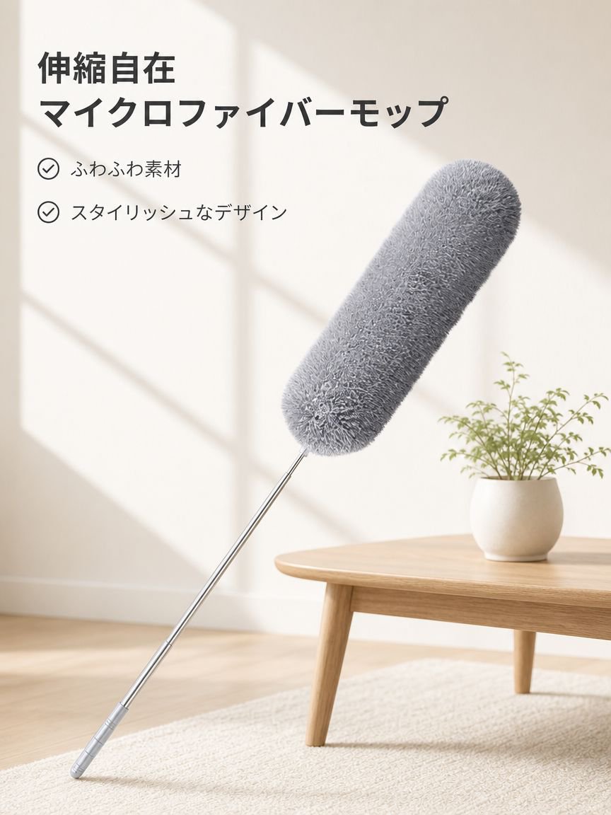 家庭用伸縮式マイクロファイバーハンディモップ