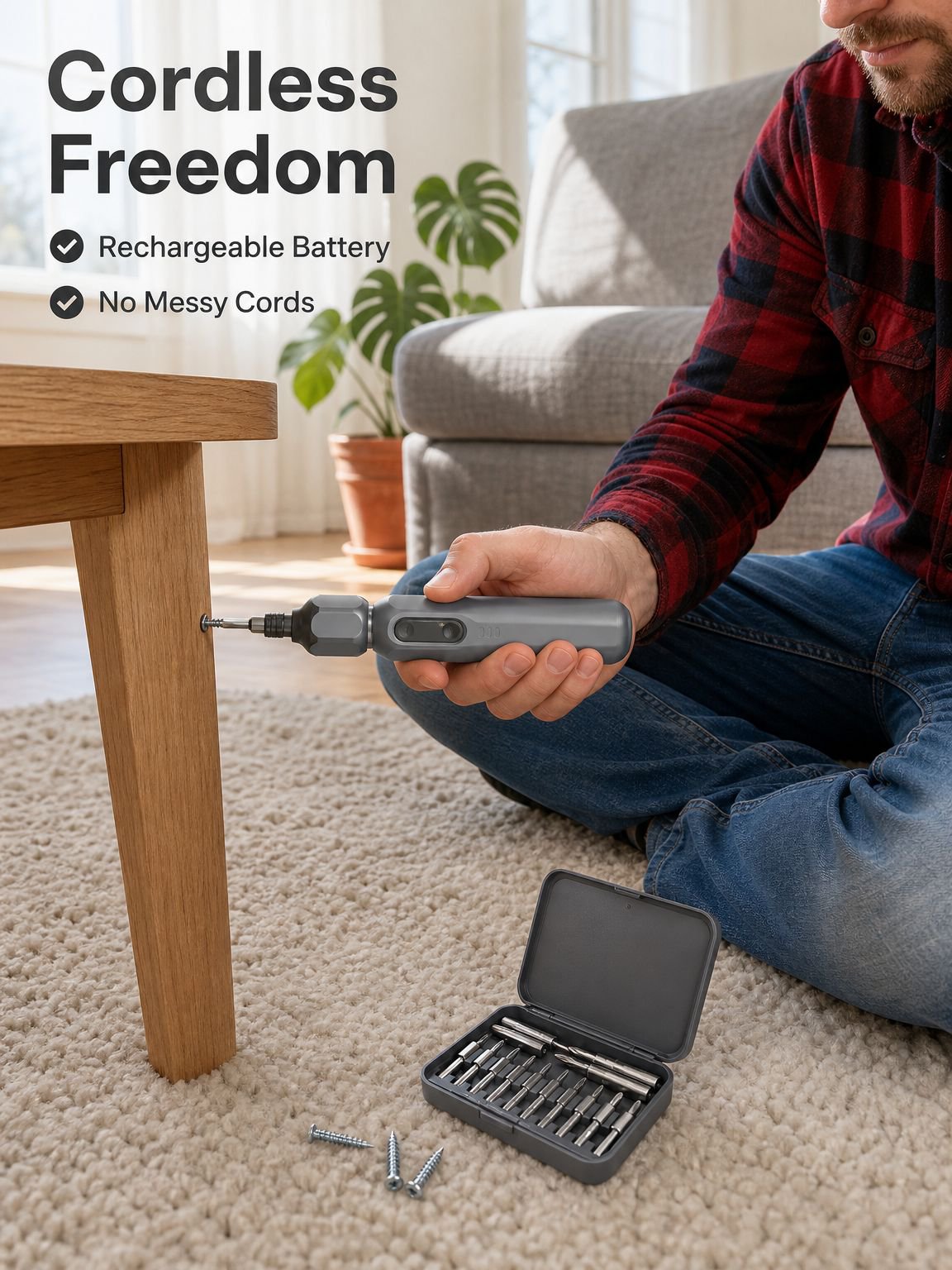 One-Piece High Torque Electric Screwdriver Set for Household Use