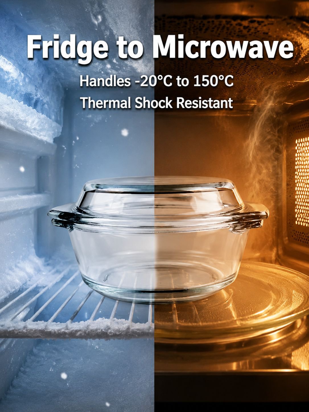Heat-resistant glass egg bowl with lid
