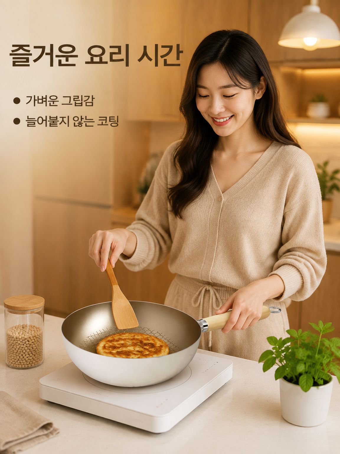 세라믹 코팅 화이트 프라이팬