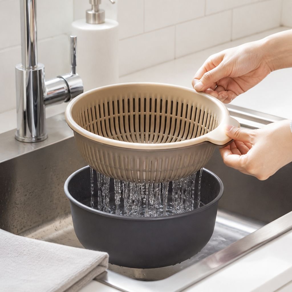 Cesta escurridora de doble capa para cocina