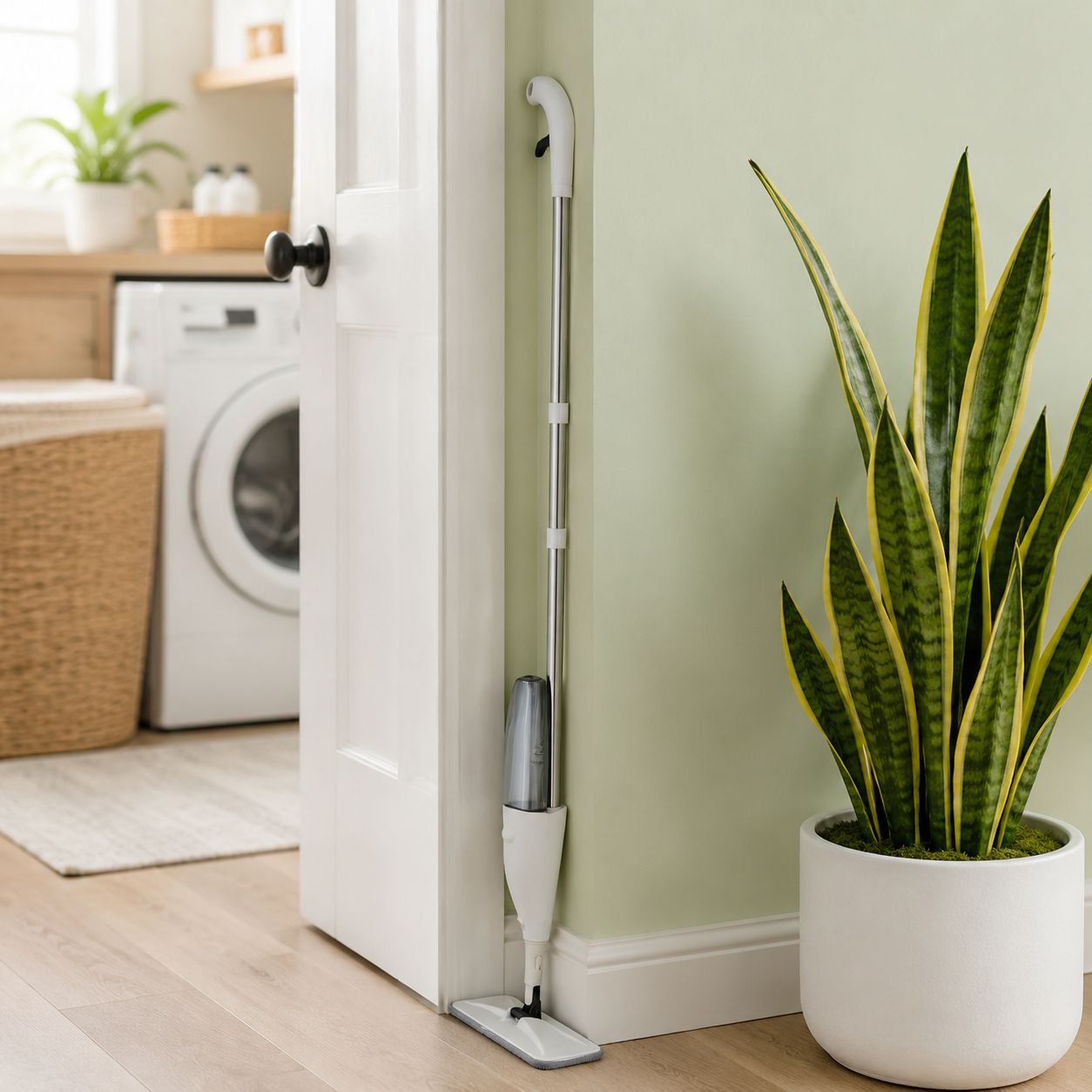Streak-free floor mop with built-in spray function