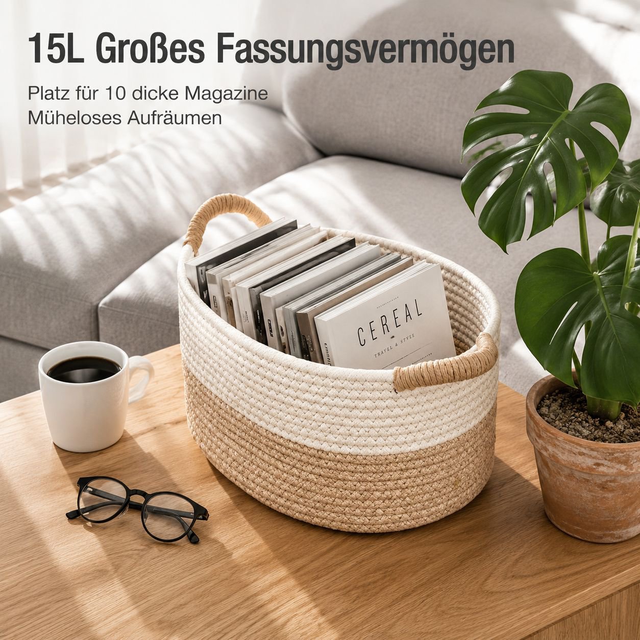 Schlichter Aufbewahrungskorb aus Baumwollseil