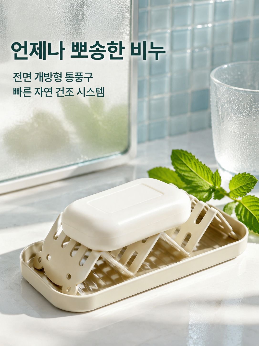 비누 받침대가 있는 욕실 수납 트레이