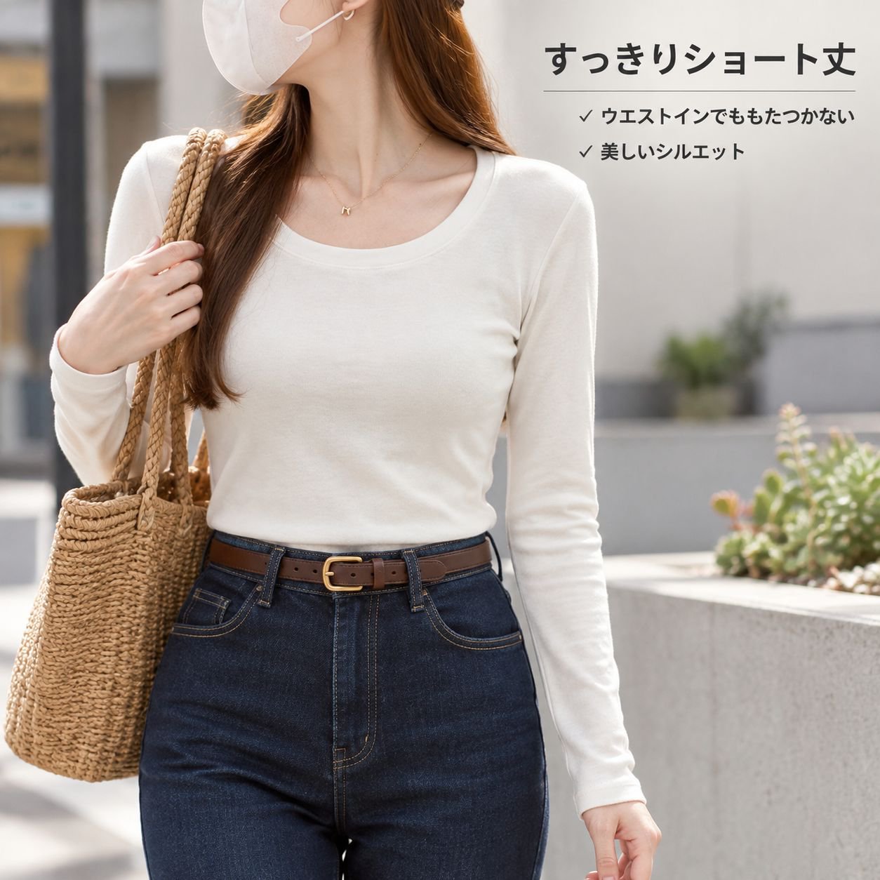 初秋 ベーシック インナー クルーネック 長袖Tシャツ レディース 秋冬 綿 伸縮 スリム トップス